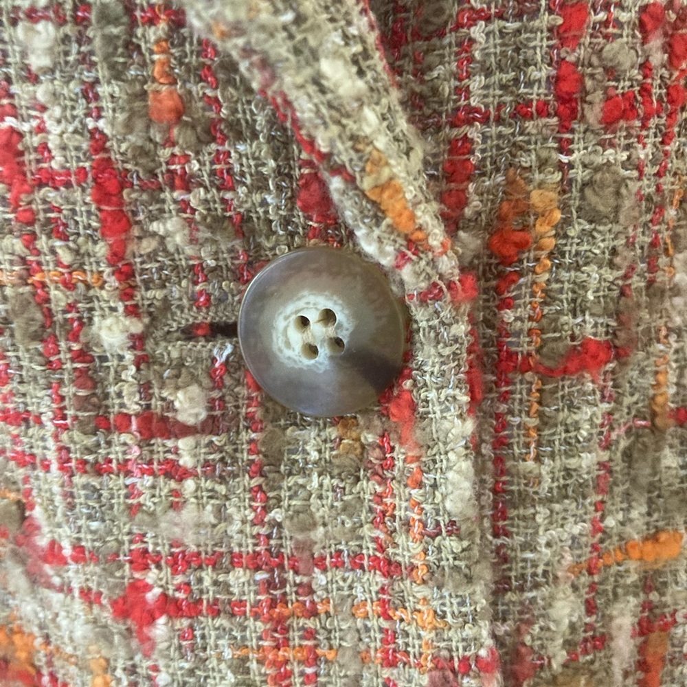 Josephine Chaus Women's Red, Green and Cream Tweed Blazer - Size 14 - Picture 3 of 10